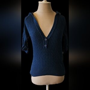 American Eagle 3/4 Sleeve Vneck Hooded Sweater